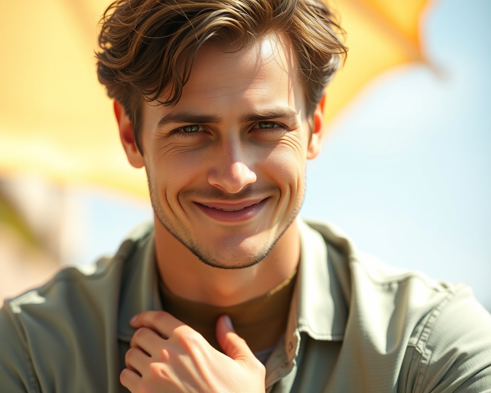 Man sitting calmly, focusing on his breath.