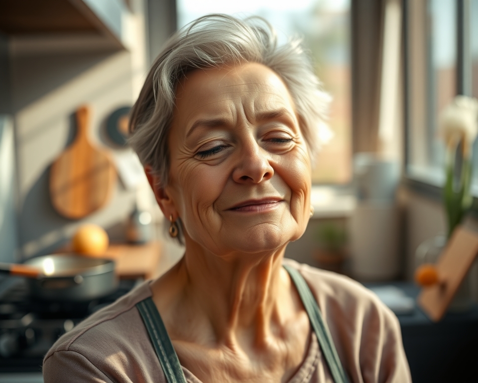 A middle-aged person meditating while implying a busy daily life setting, illustrating integrating mindfulness beyond formal practice.