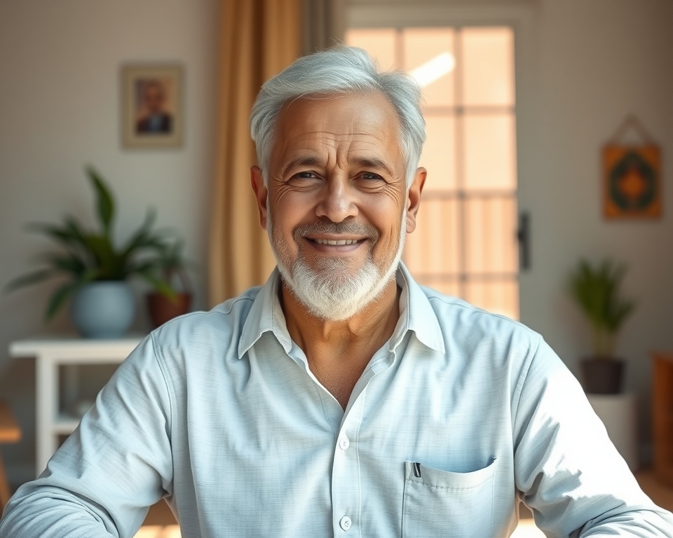 A senior person meditating in a home setting, representing consistent practice.