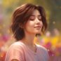 A hyper-realistic, high-resolution medium shot of an attractive young adult with eyes closed and a gentle smile, in a calm posture, suggesting peace and meditation.